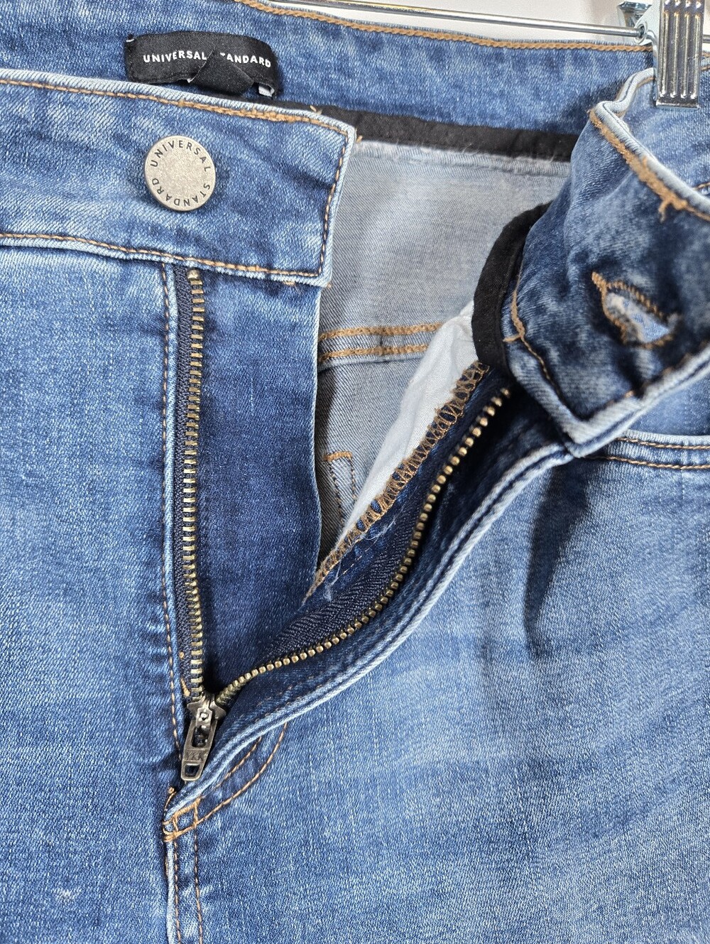 Universal Standard Seine High Rise Skinny Cuffed Cropped Denim Jeans Size 14 - Picture 5 of 14